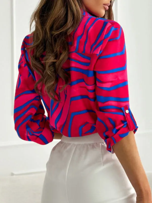 70's Inspired Print Long Sleeve Collared Shirts
