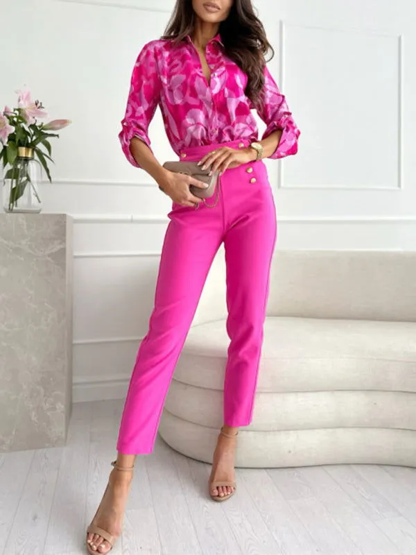 70's Inspired Print Long Sleeve Collared Shirts
