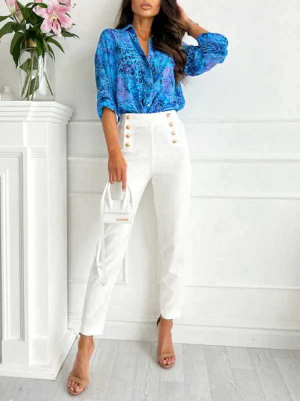 70's Inspired Print Long Sleeve Collared Shirts