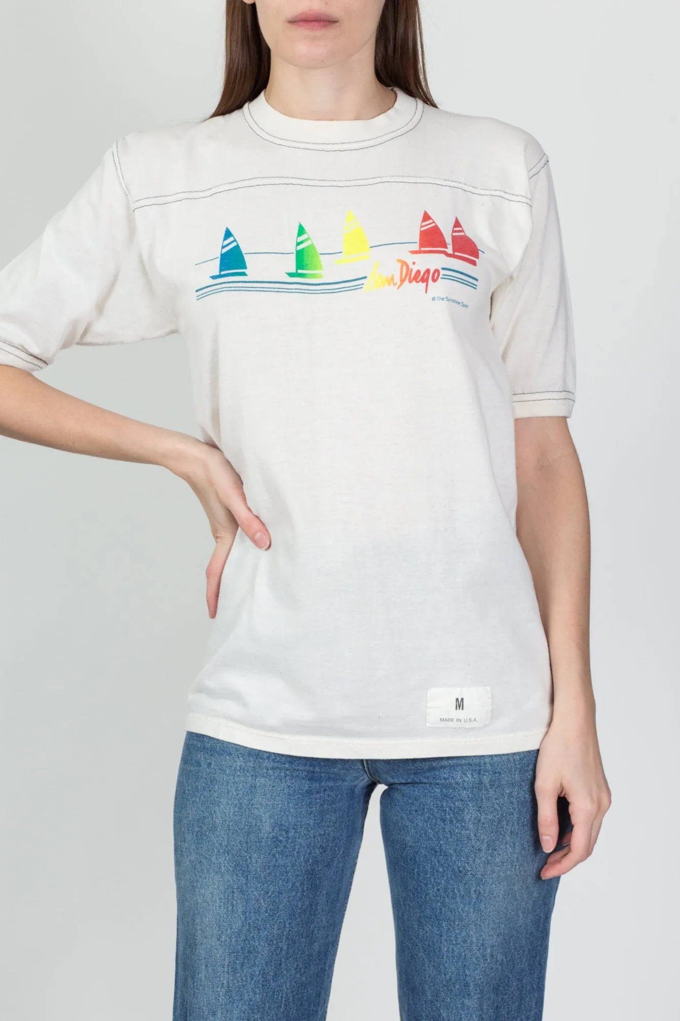 80s San Diego Sailboat T Shirt - Men's Small, Women's Medium