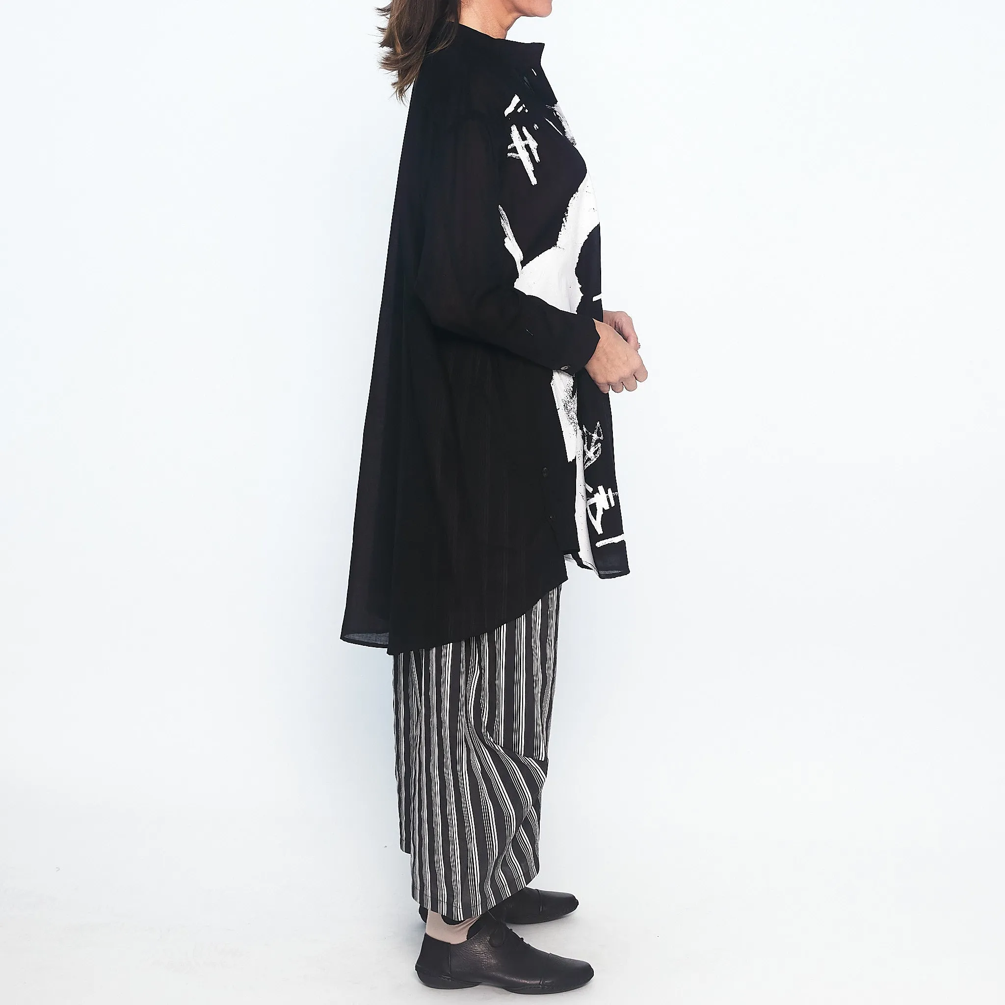 Abstract Print Shirt in Black