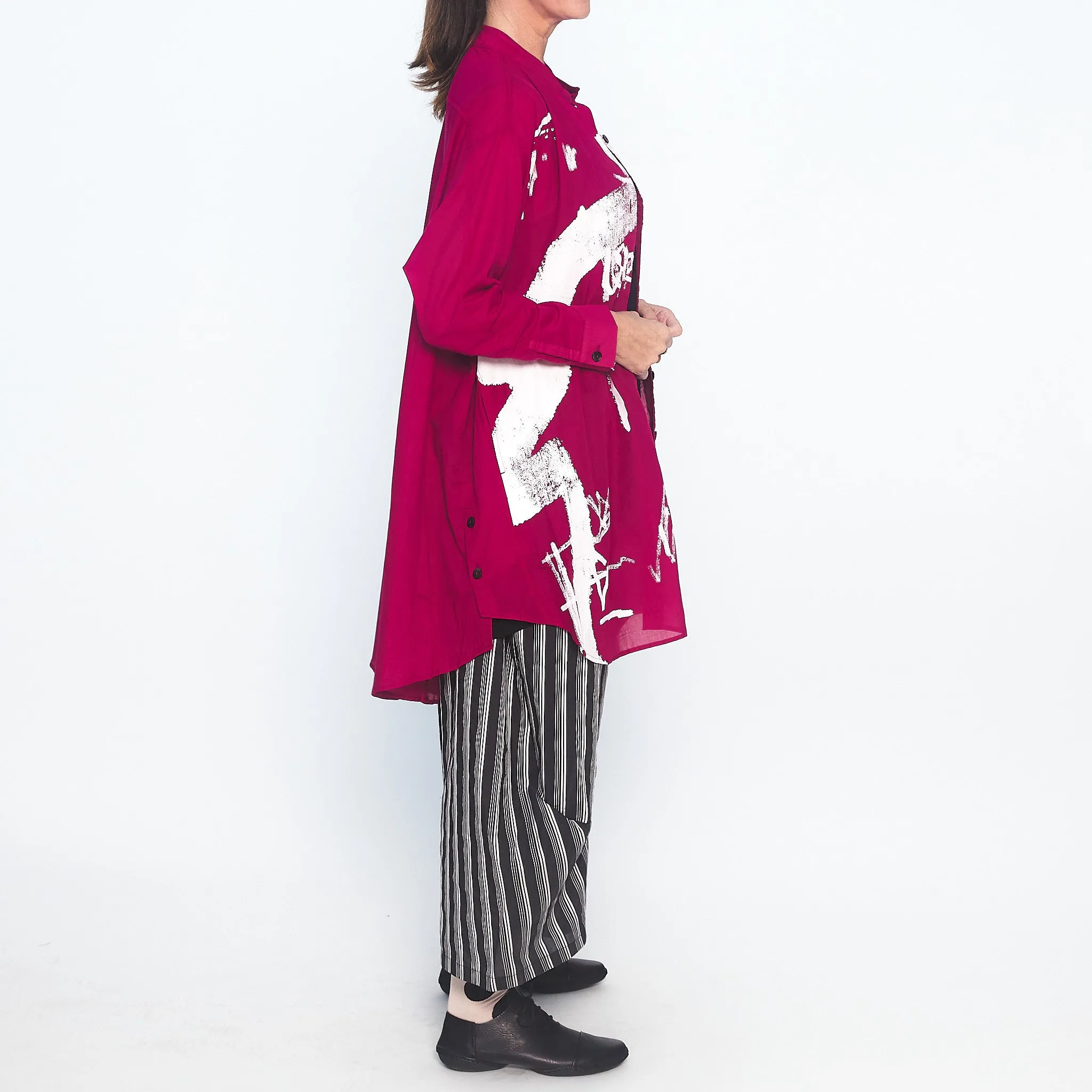 Abstract Print Shirt in Cerise
