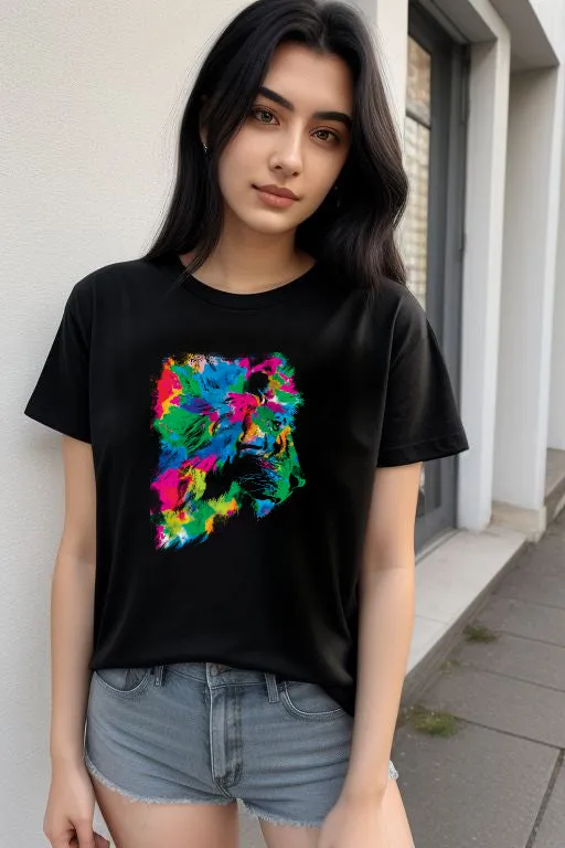 Abstract Rainbow Lion Tee