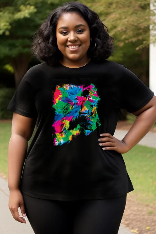 Abstract Rainbow Lion Tee
