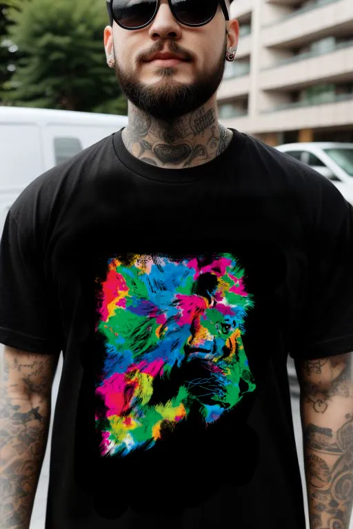 Abstract Rainbow Lion Tee