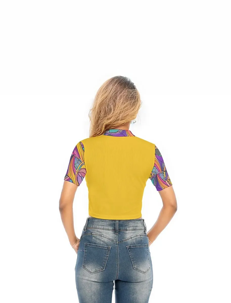 Abstract Urbania Women's Short Sleeve T-shirt With Two-way Zipper