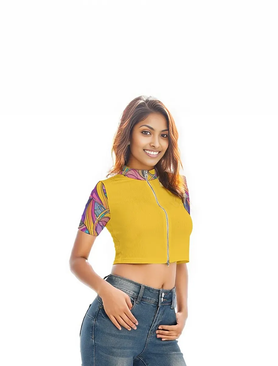 Abstract Urbania Women's Short Sleeve T-shirt With Two-way Zipper