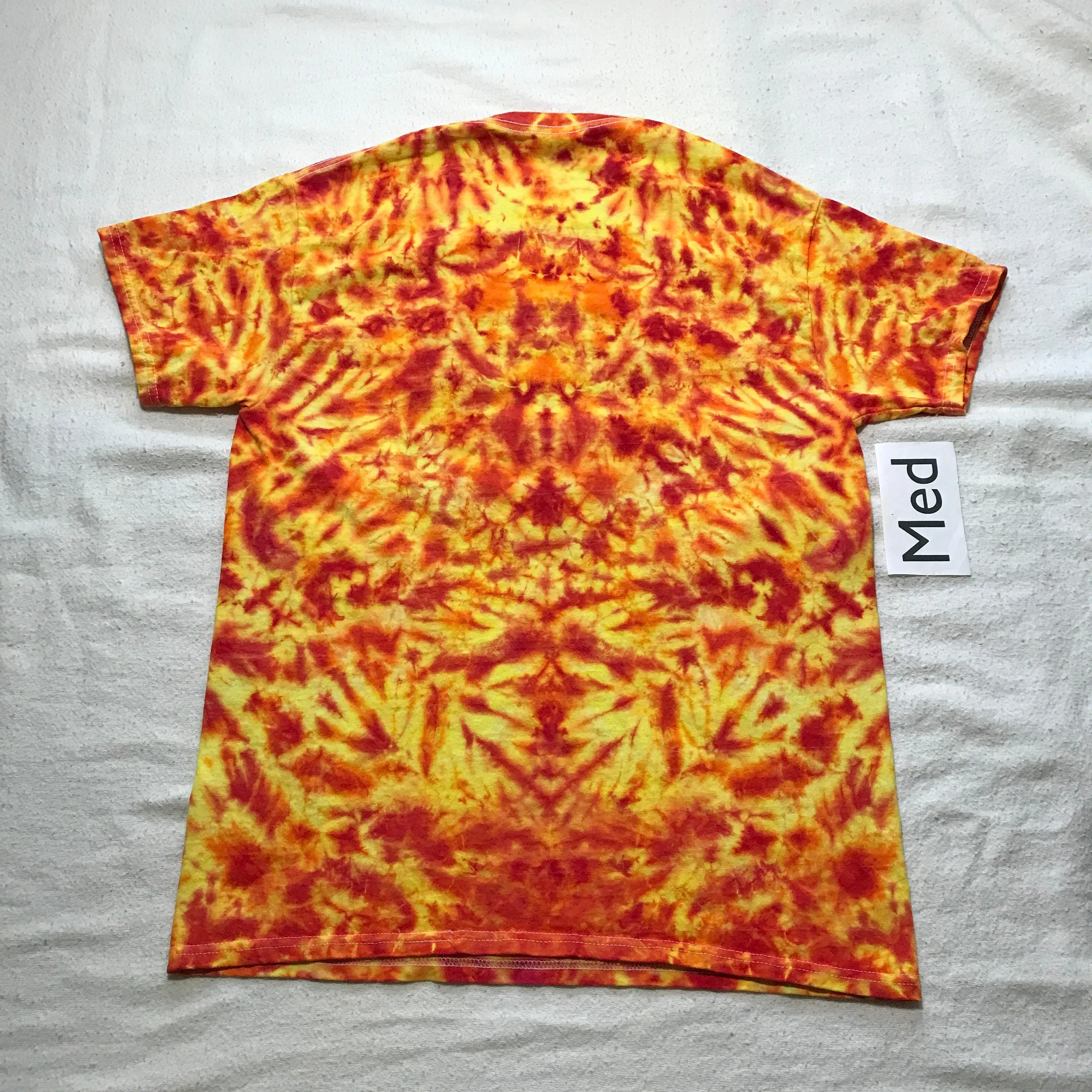 Adult Medium Tie-Dye Rainbow Brain Tee in Fire Colors