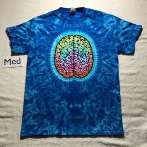 Adult Medium Tie-Dye Rainbow 'Peace Love Joy MrTieDye' Brain Tee