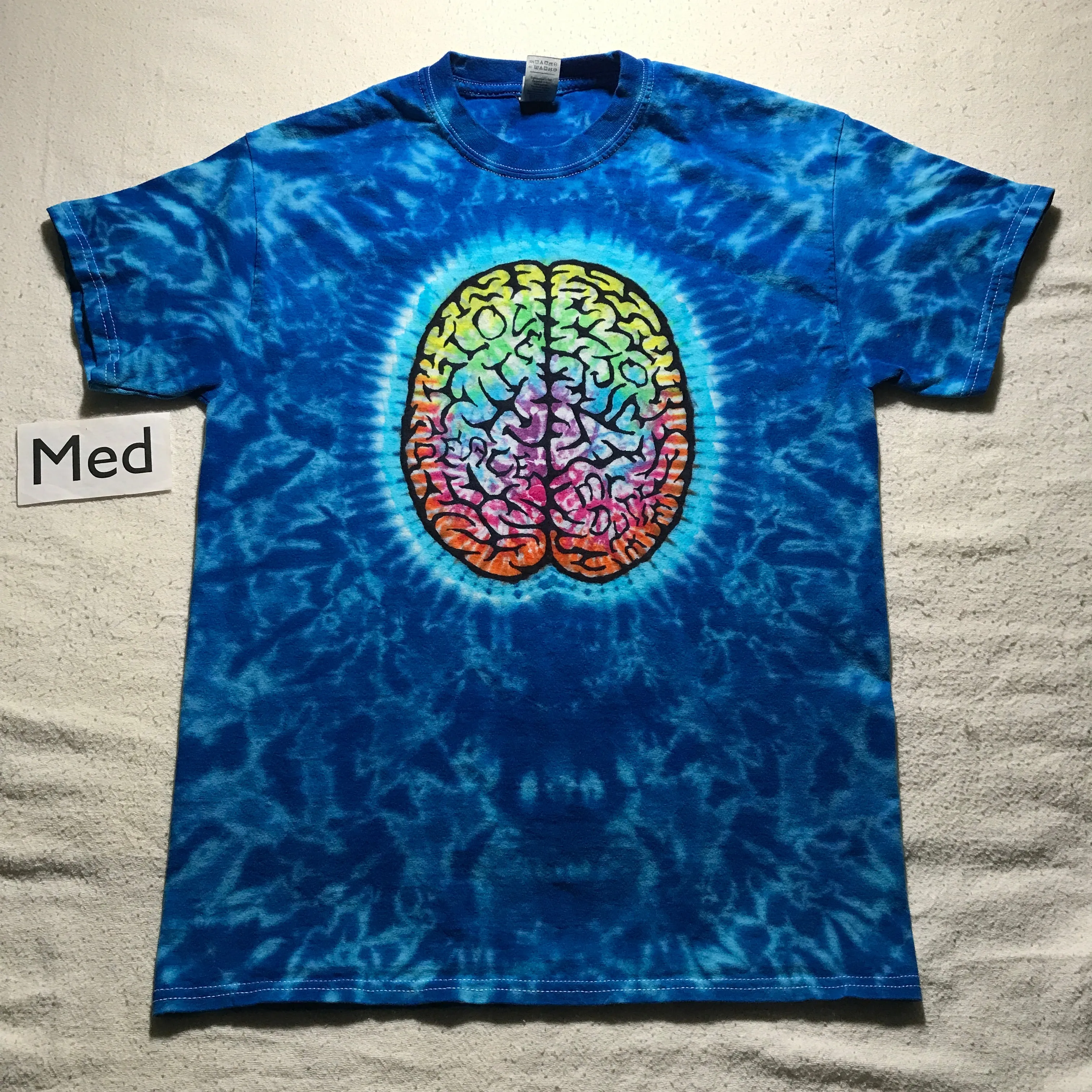 Adult Medium Tie-Dye Rainbow 'Peace Love Joy MrTieDye' Brain Tee