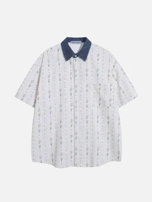 Aelfric Eden Colorful Flower Print Short Sleeve Shirt