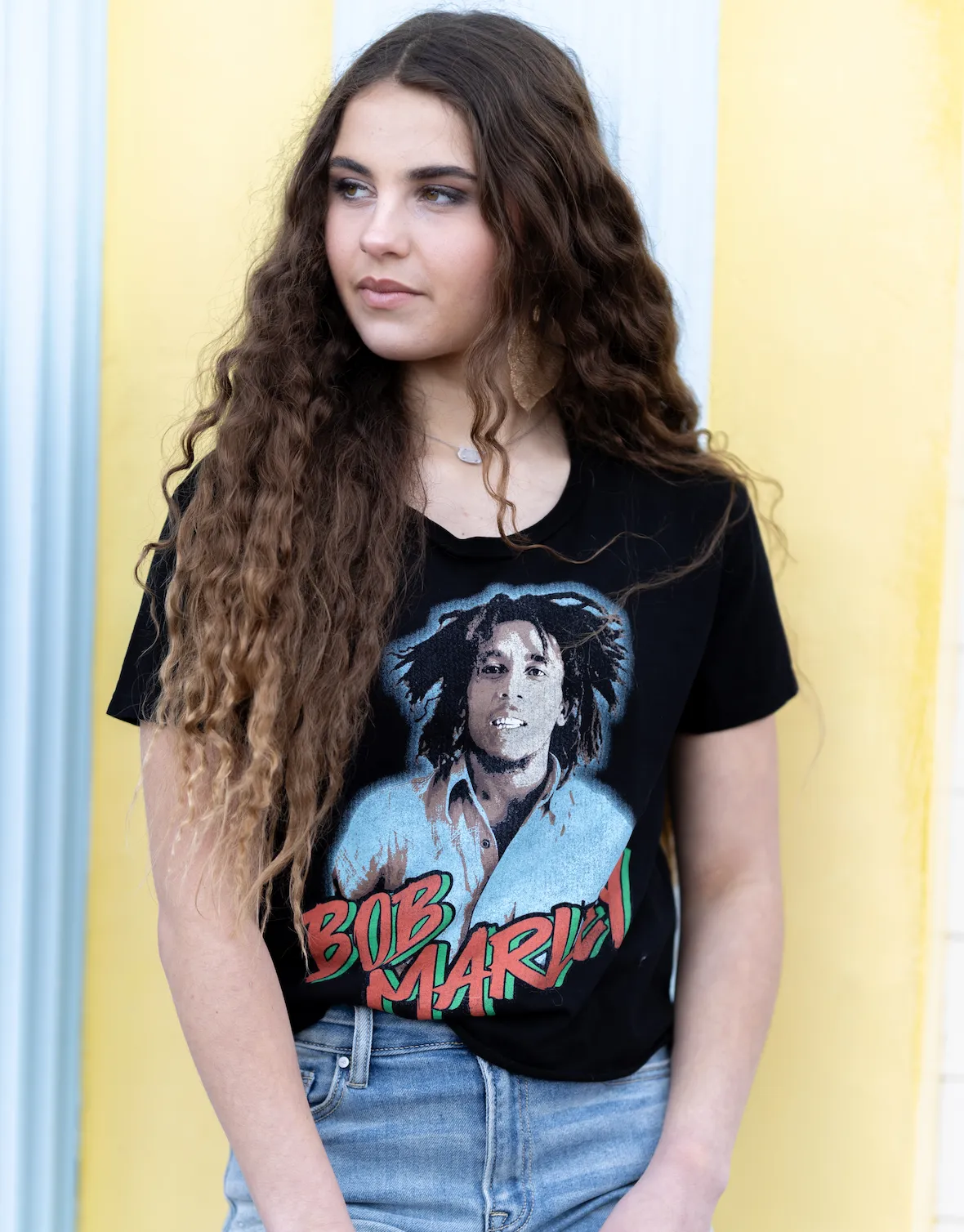 Bob Marley Black Organic Not Quite Crop Tee