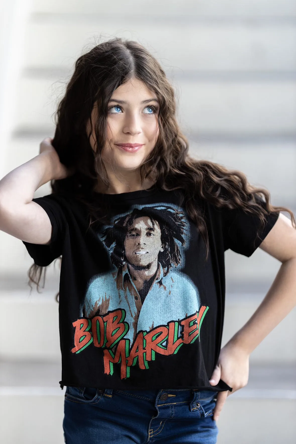 Bob Marley Black Organic Not Quite Crop Tee