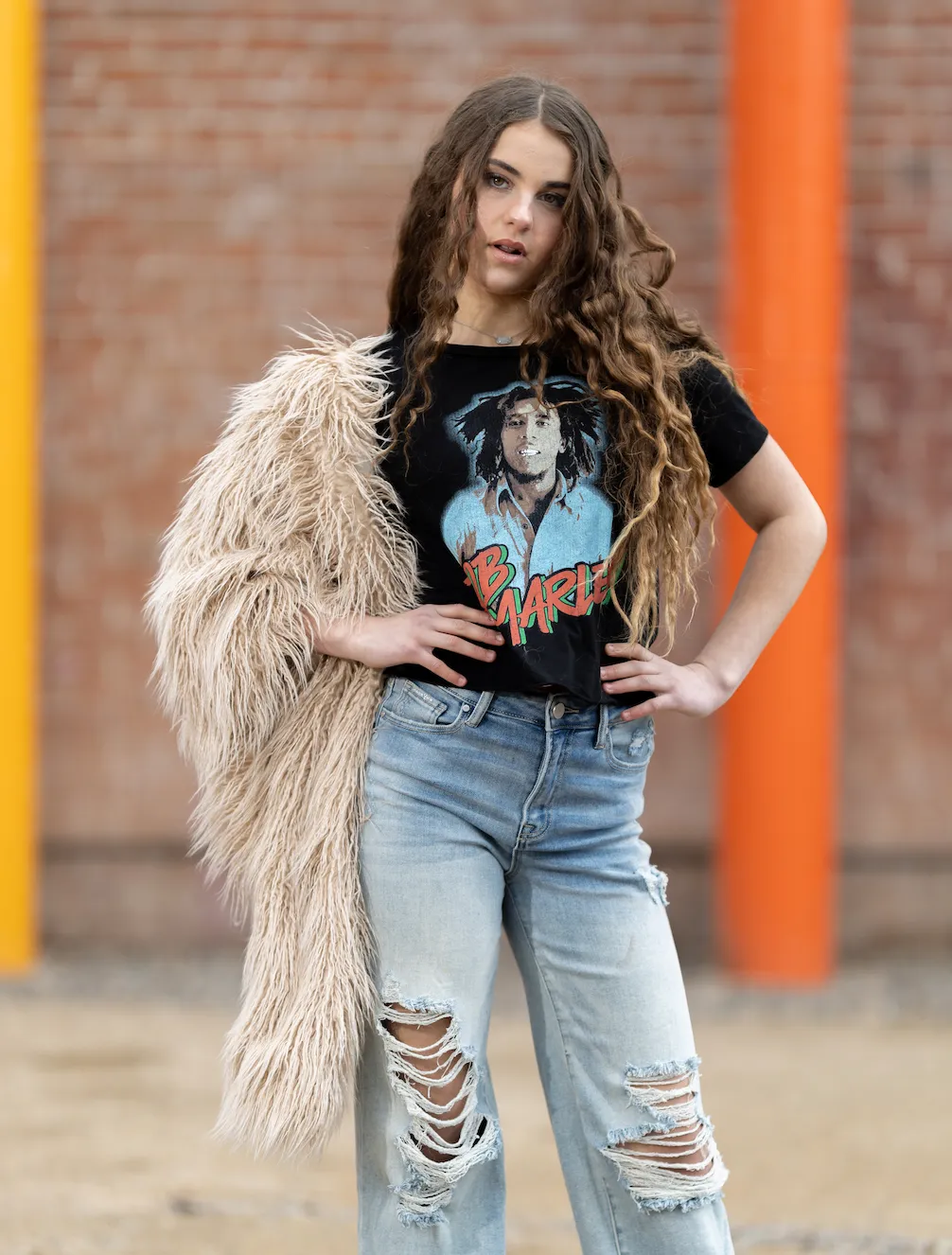 Bob Marley Black Organic Not Quite Crop Tee