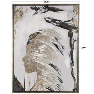 Canvas Art - Brown Abstract Women's Profile Framed Wall Art Decor