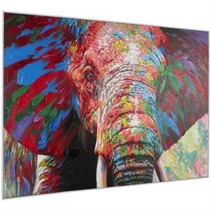 Canvas Art - Multi Colored Elephant Abstract Paint Splatter Wall Art Decor