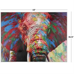 Canvas Art - Multi Colored Elephant Abstract Paint Splatter Wall Art Decor