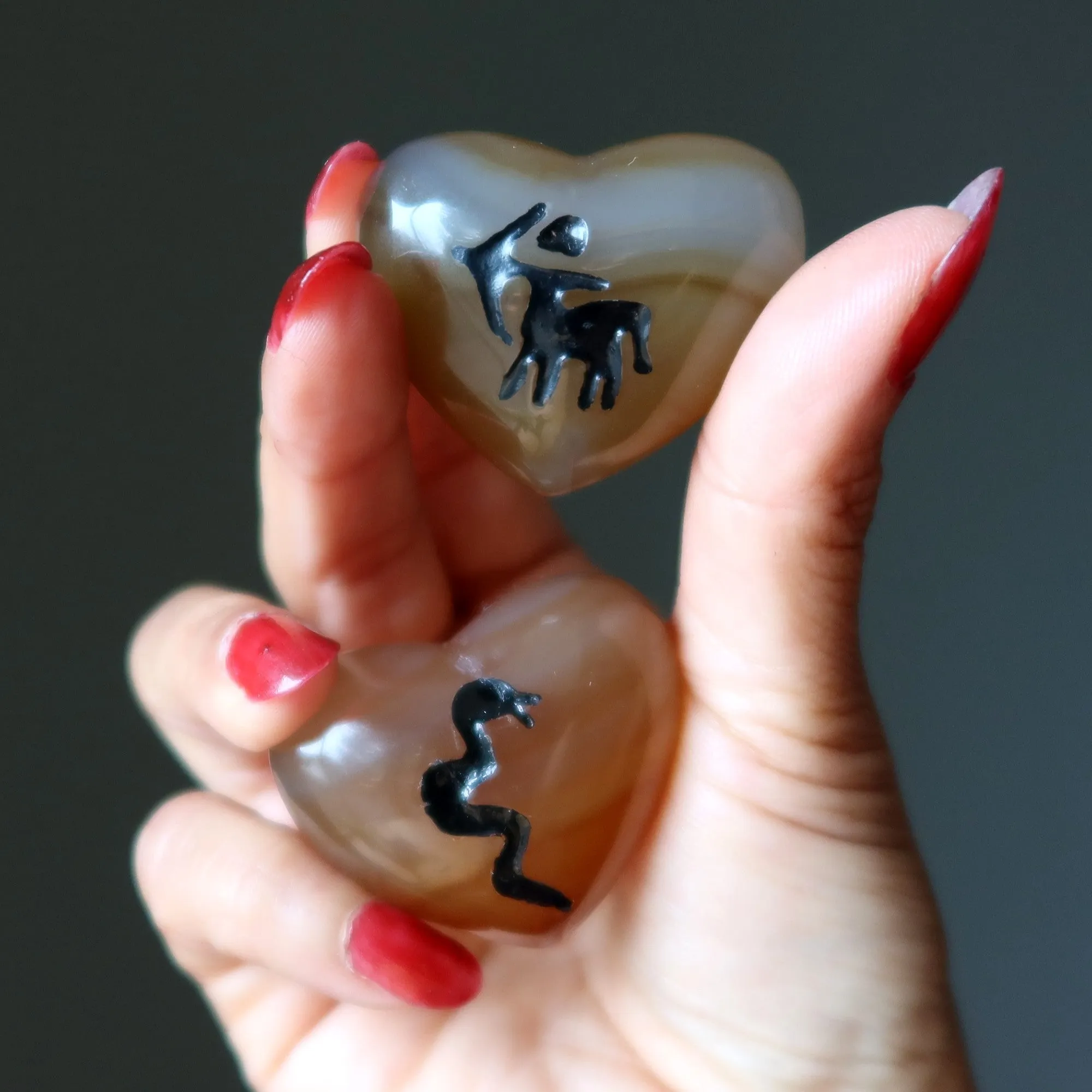Carnelian Heart Inscribed Centaur or Snake
