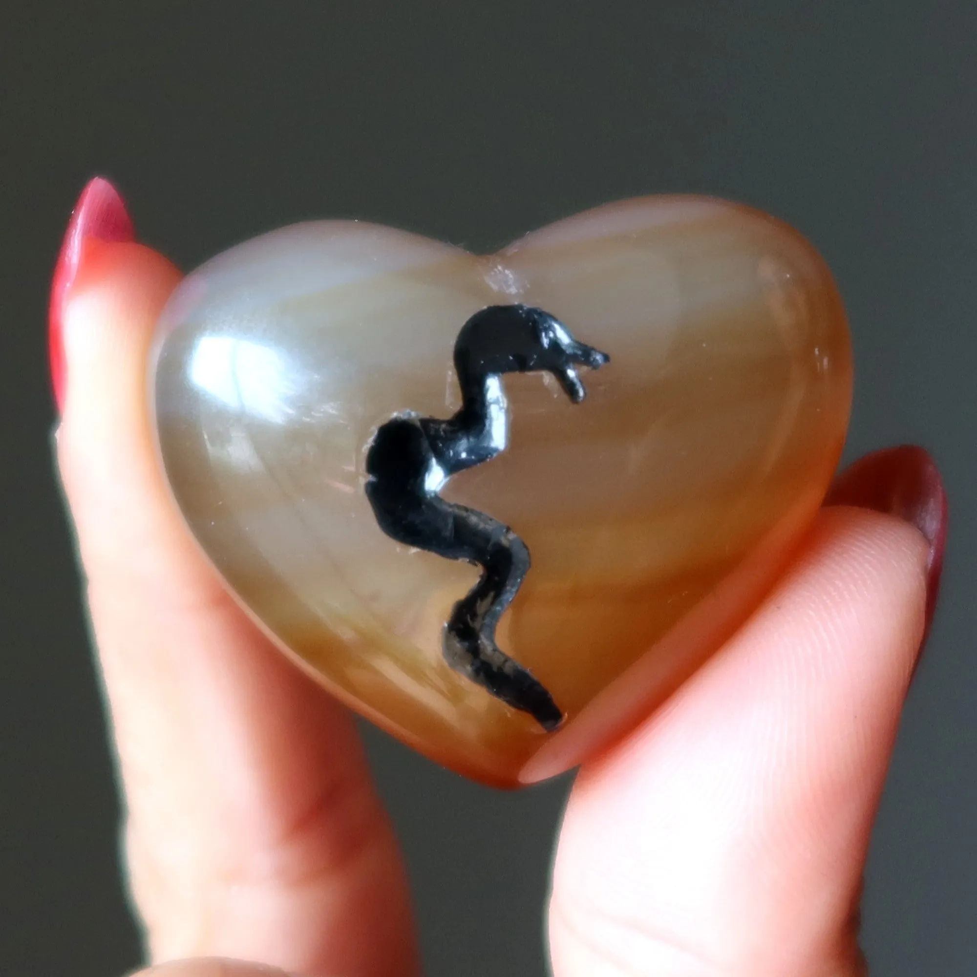 Carnelian Heart Inscribed Centaur or Snake