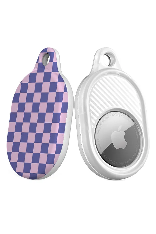 Checkered AirTag Case (Purple Pink)