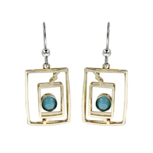Christophe Poly Open Rectangles Teal Blue Earrings