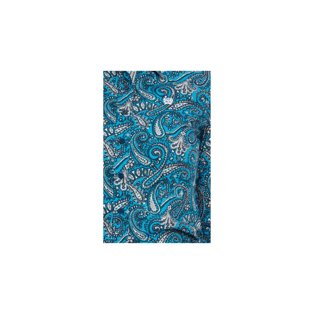 Cinch Women's Paisley Long Sleeve Western Turquoise & Navy Shirt