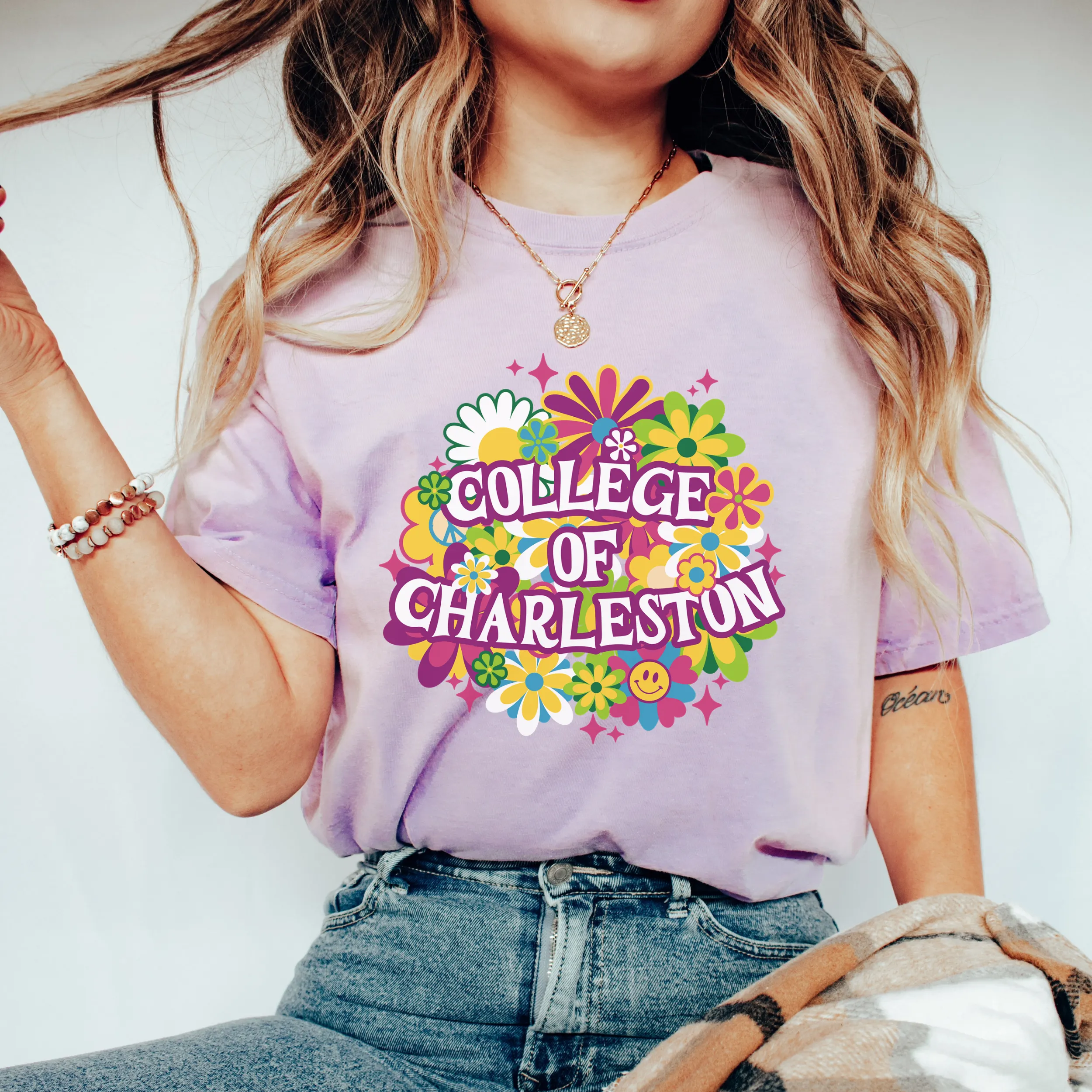 College of Charleston 'It's Groovy Baby" T-Shirt | C of C Cougars Unisex Garment-Dyed T-shirt | Retro Vibes for the Coolest Cougar Fan