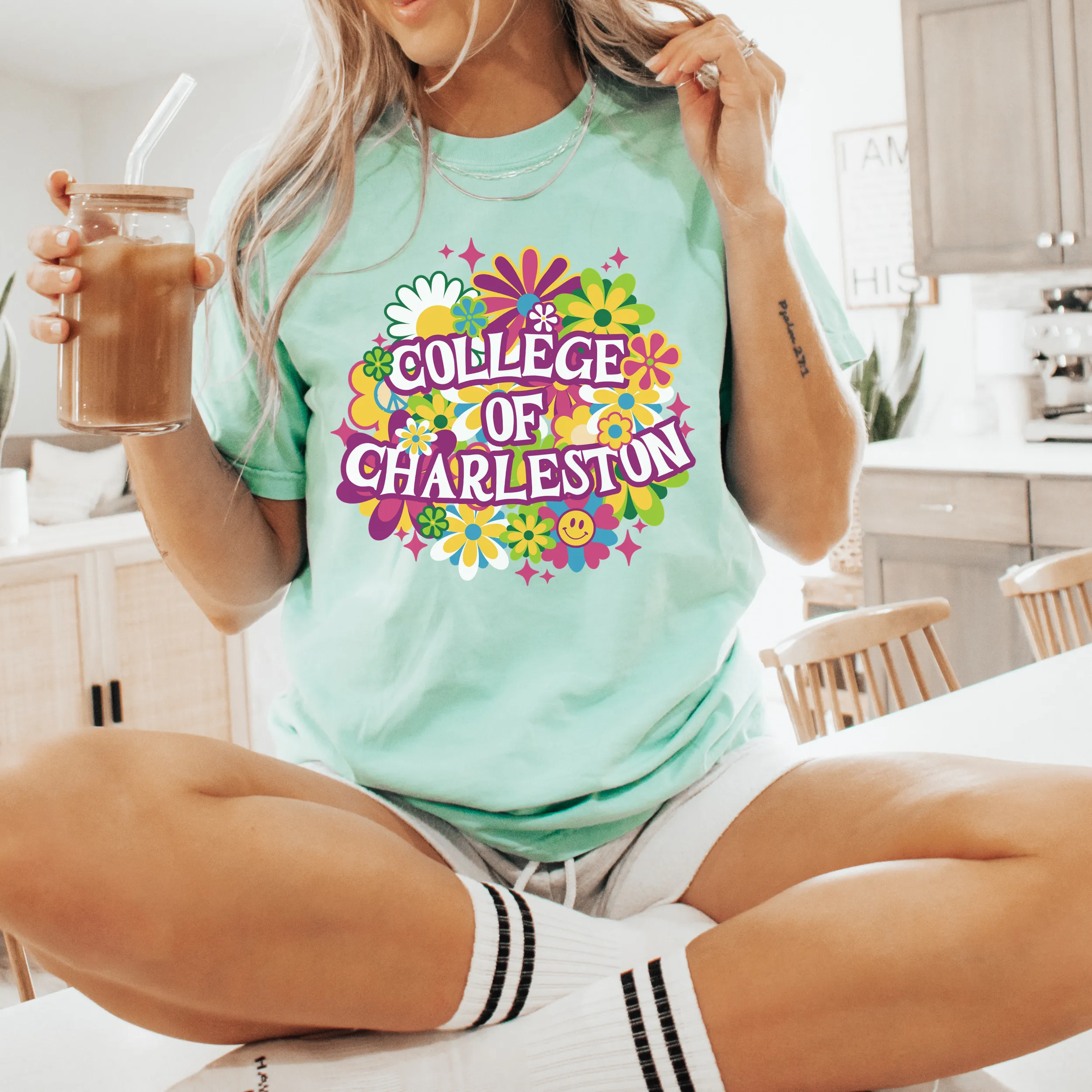 College of Charleston 'It's Groovy Baby" T-Shirt | C of C Cougars Unisex Garment-Dyed T-shirt | Retro Vibes for the Coolest Cougar Fan