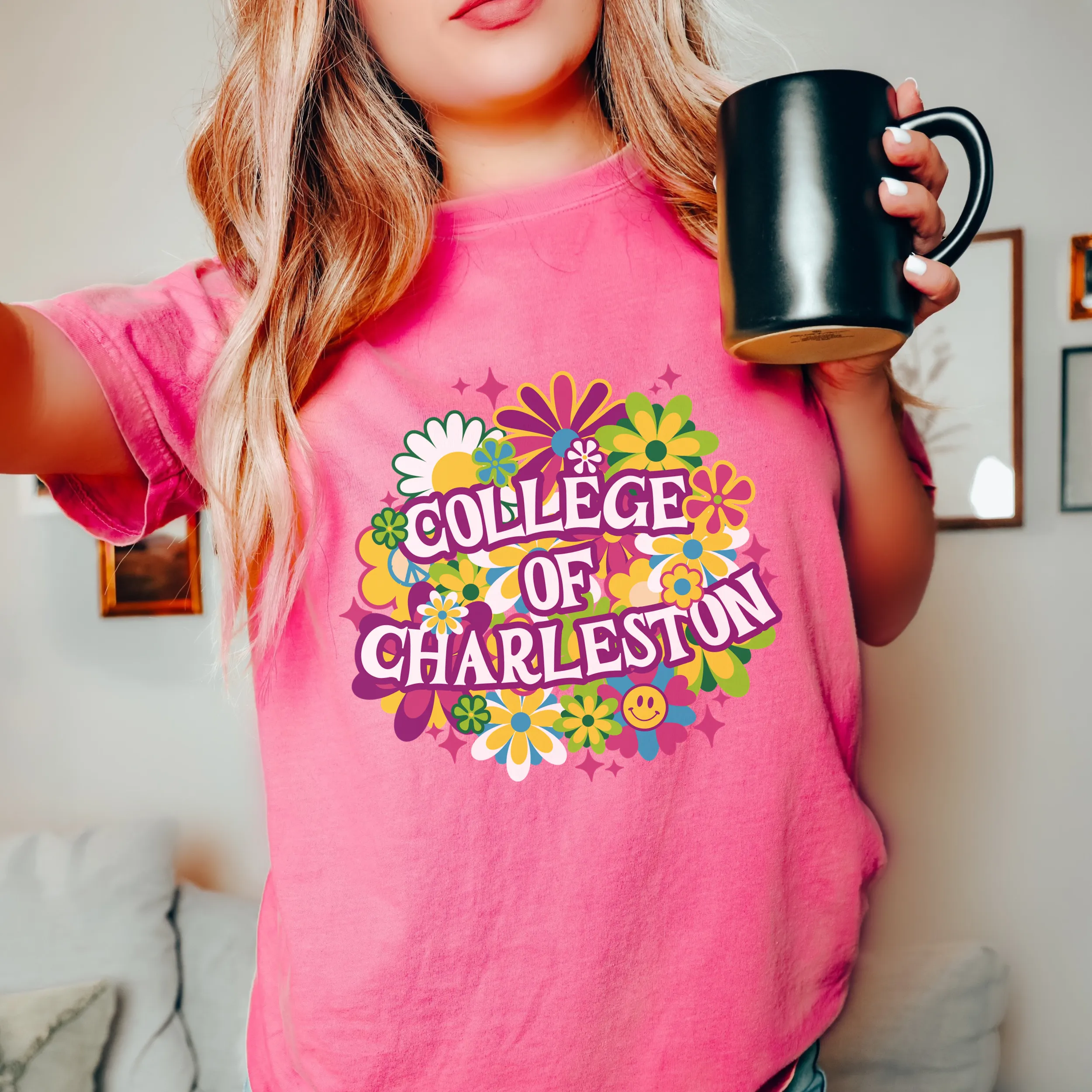 College of Charleston 'It's Groovy Baby" T-Shirt | C of C Cougars Unisex Garment-Dyed T-shirt | Retro Vibes for the Coolest Cougar Fan