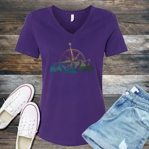 Colorful Mountain Compass V-Neck