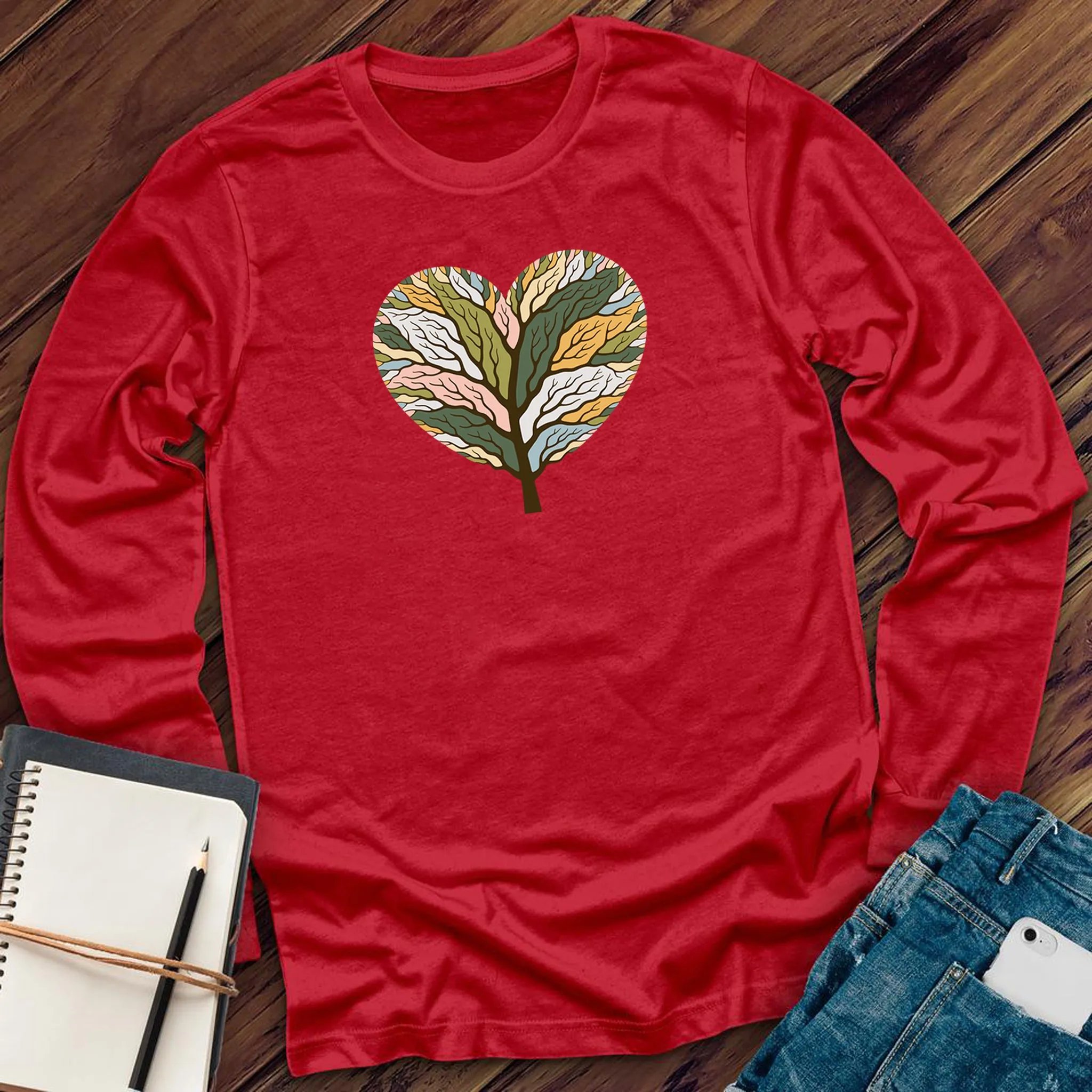Colorful Tree of Life Heart Long Sleeve