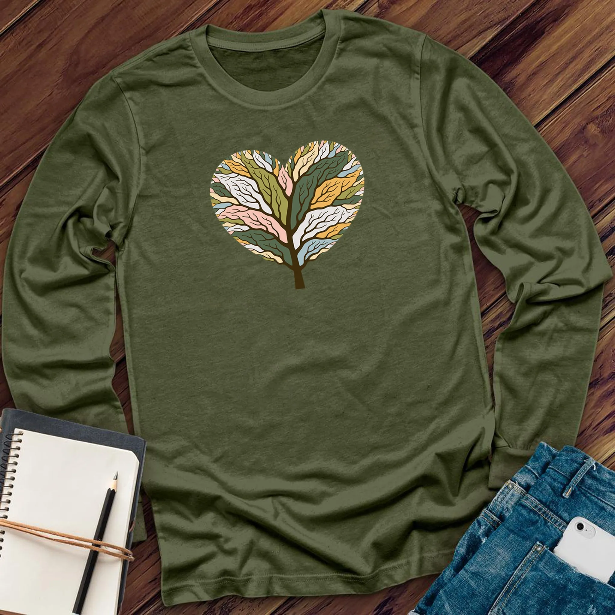 Colorful Tree of Life Heart Long Sleeve