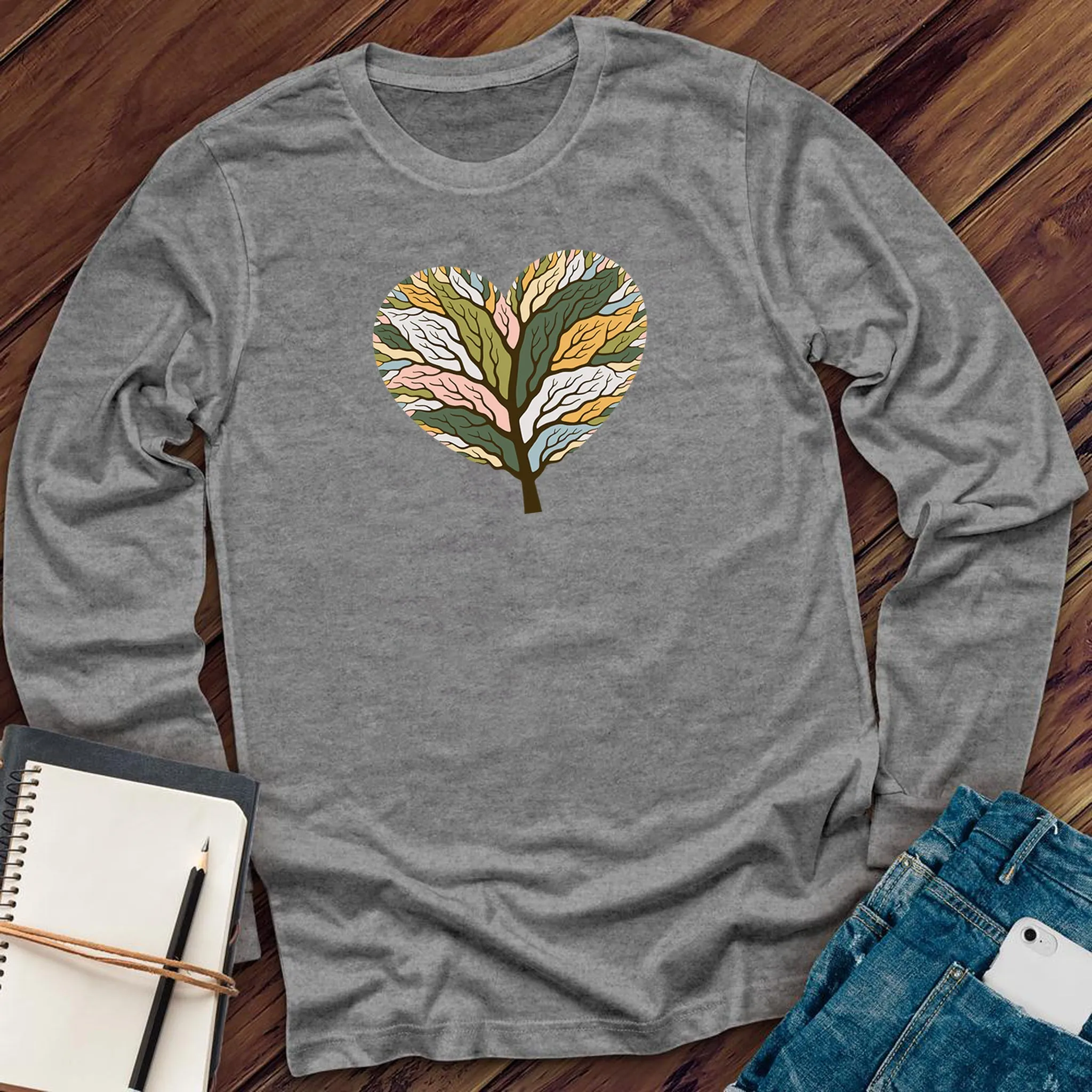 Colorful Tree of Life Heart Long Sleeve