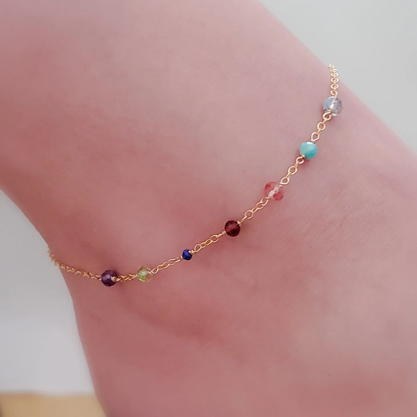 Confetti Gemstone Anklet