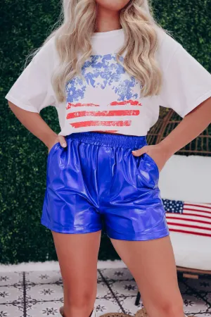 Crissy Metallic Shorts - Blue