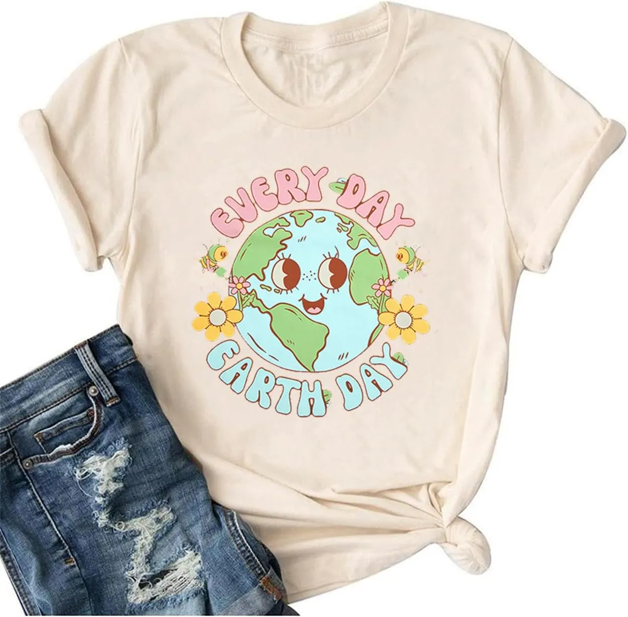 Earth Day Shirt for Women Every Day Earth Day Shirt Environmental Nature Lover Short Sleeve Tops