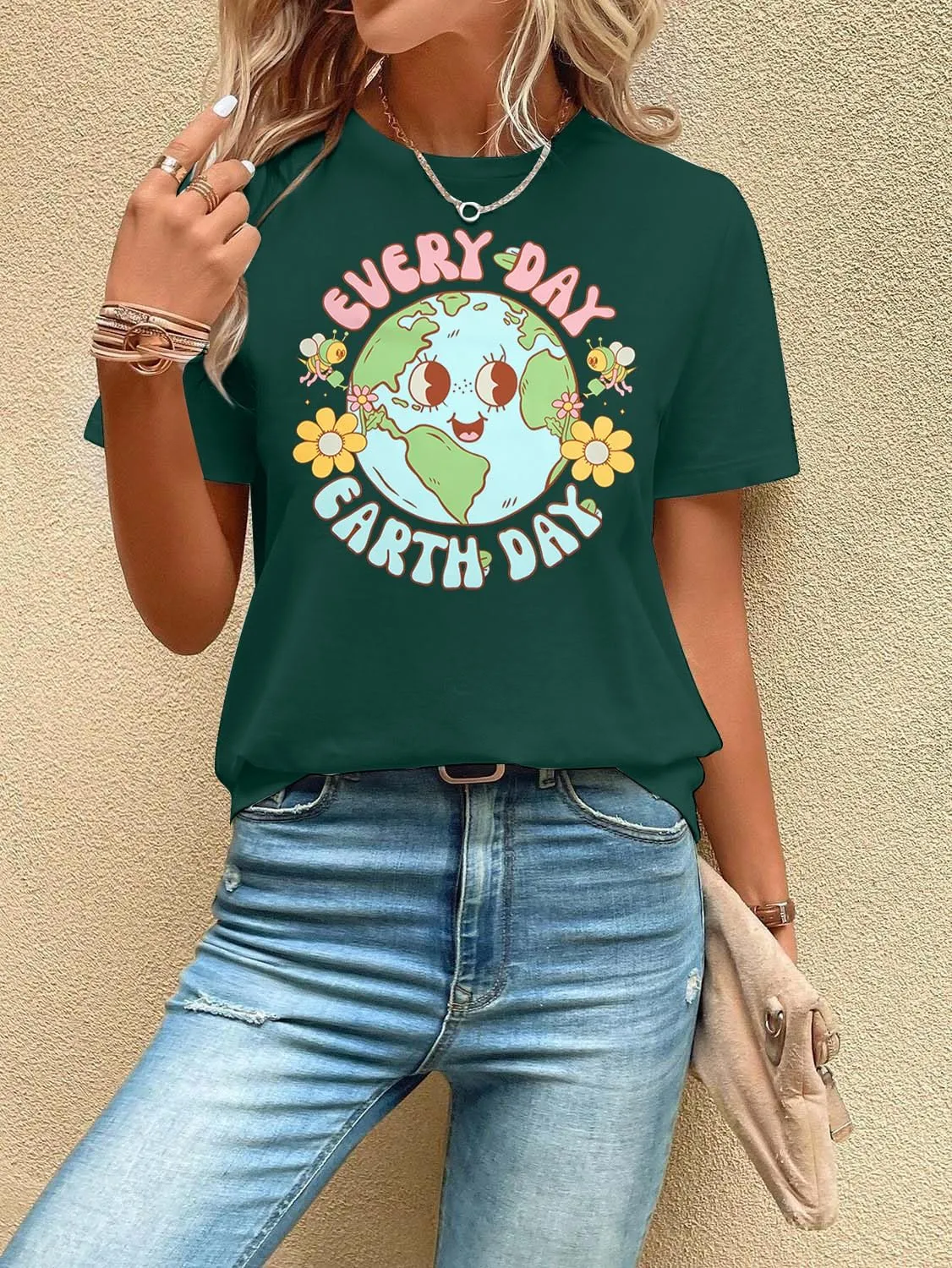 Earth Day Shirt for Women Every Day Earth Day Shirt Environmental Nature Lover Short Sleeve Tops