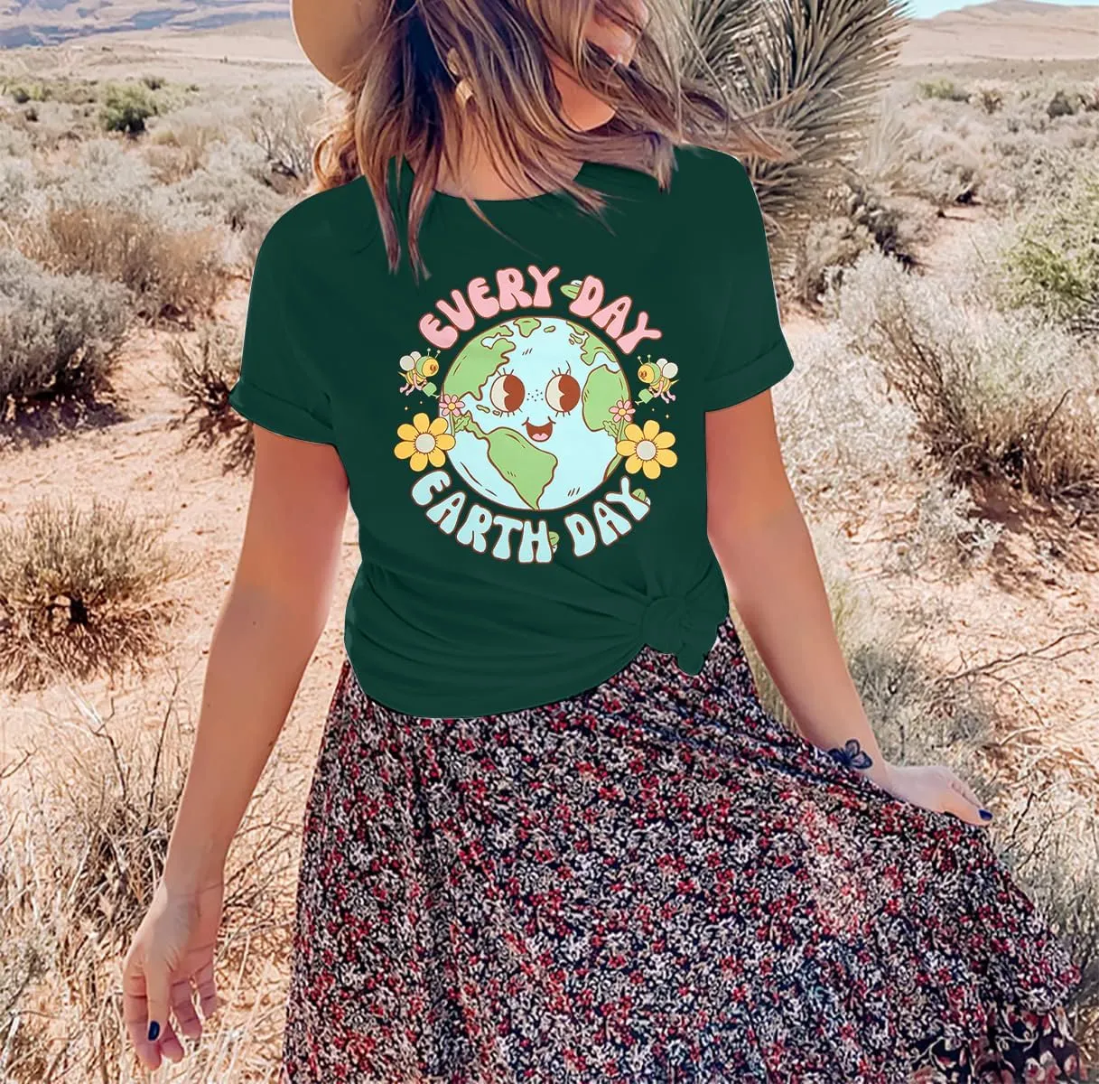 Earth Day Shirt for Women Every Day Earth Day Shirt Environmental Nature Lover Short Sleeve Tops