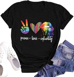 Enough Shirt Womens Inspirational Letter Rainbow Graphic Tshirt Gay Pride Casual Tee Tops