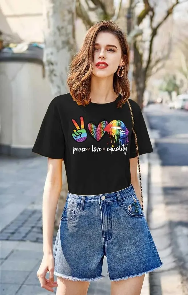 Enough Shirt Womens Inspirational Letter Rainbow Graphic Tshirt Gay Pride Casual Tee Tops