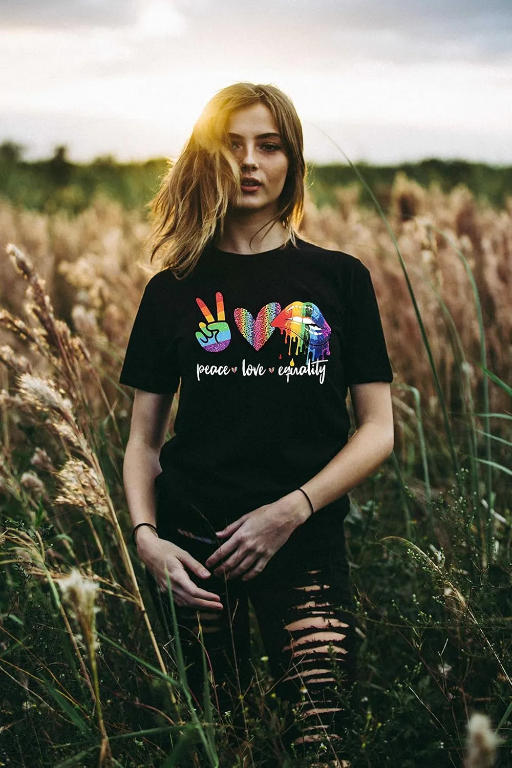 Enough Shirt Womens Inspirational Letter Rainbow Graphic Tshirt Gay Pride Casual Tee Tops