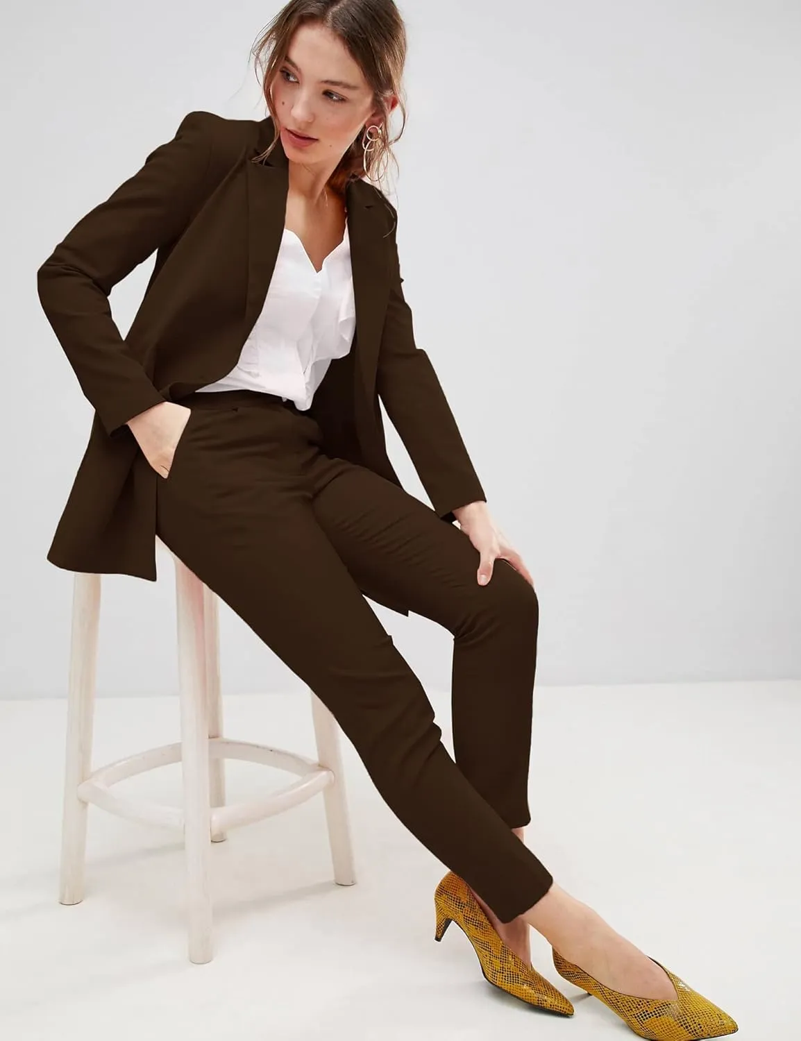 EXTRO&VERT Boyfriend Blazer Jackets for Women Single Button Side Pockets Suit Jacket for Casual Business