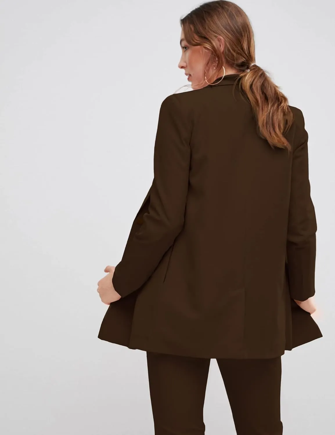 EXTRO&VERT Boyfriend Blazer Jackets for Women Single Button Side Pockets Suit Jacket for Casual Business