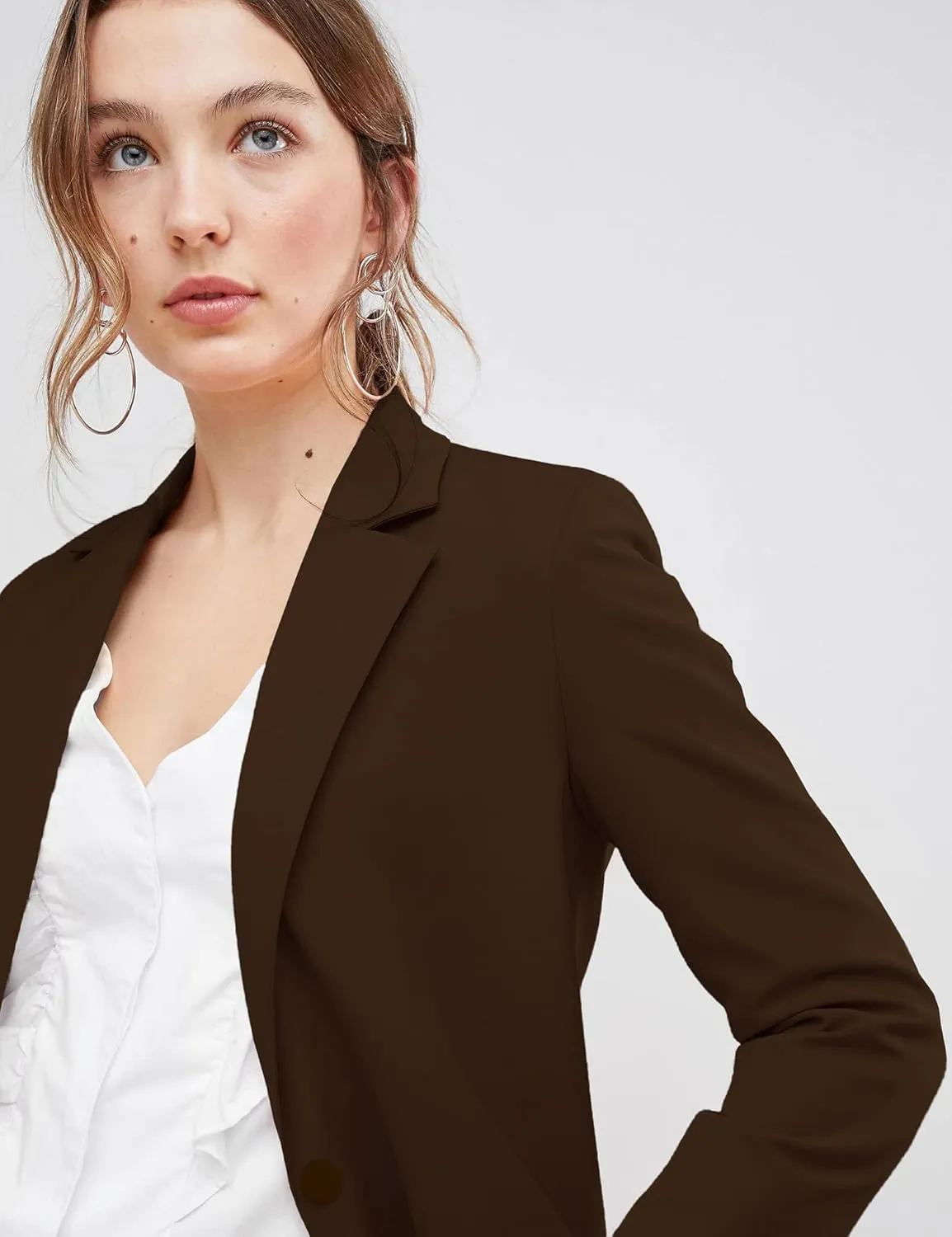 EXTRO&VERT Boyfriend Blazer Jackets for Women Single Button Side Pockets Suit Jacket for Casual Business