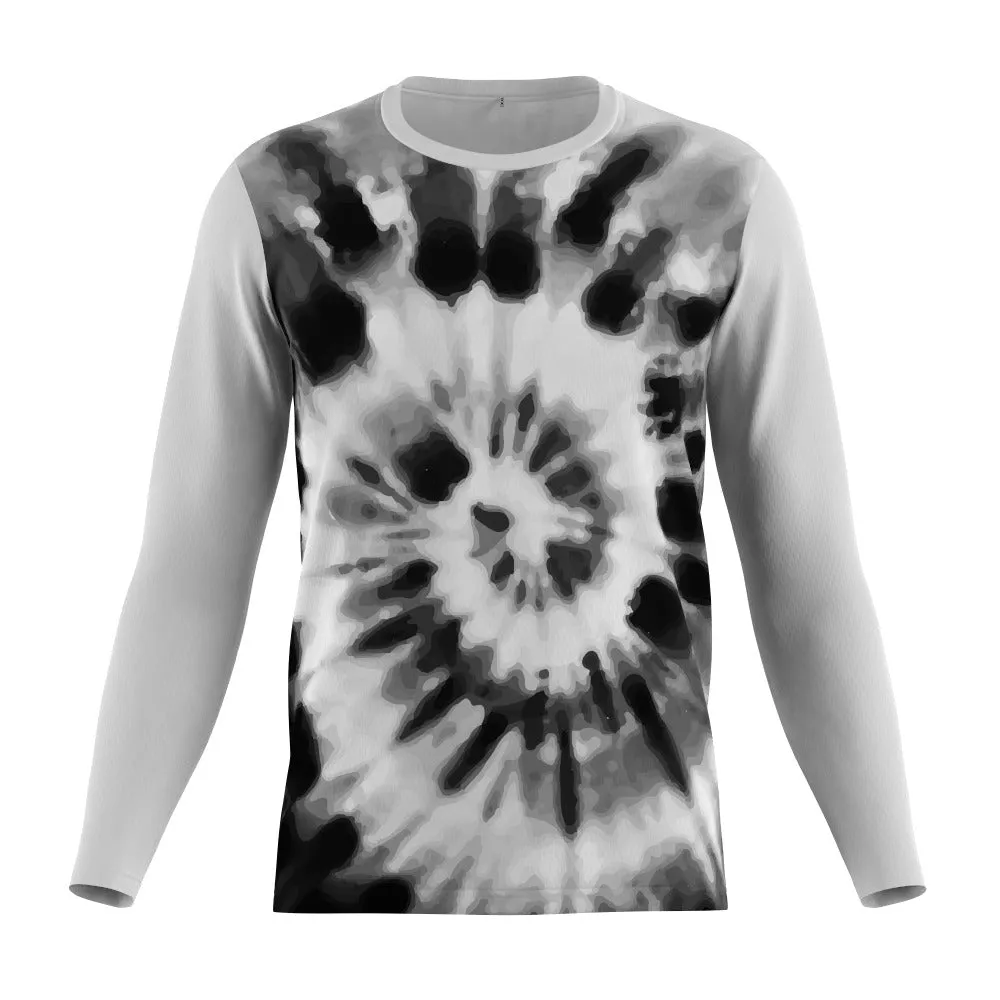 FMR Men's Black&White Tie-dye Long Sleeve Running Shirt