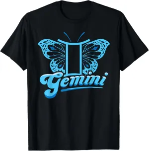 Gemini Butterfly May June Birthday Astrology Zodiac Sign T-Shirt