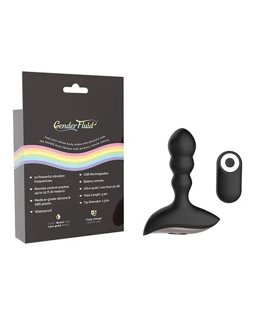 Gender Fluid Shake Anal Vibe W-remote - Black
