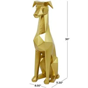 Gold Polystone Dog Cubist Sculpture - 9" X 11" X 30"