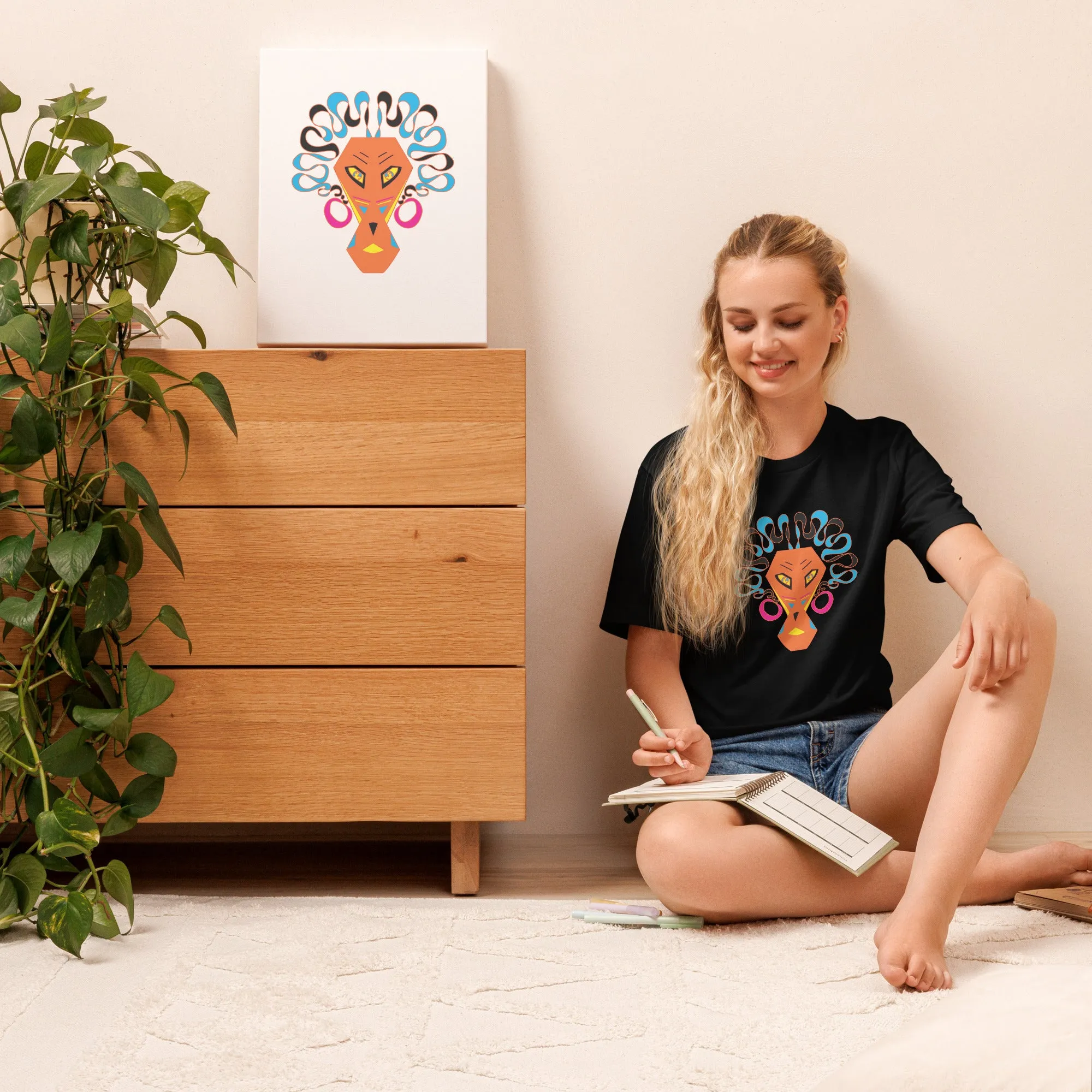 Graphic Face T-shirt, Abstract Colorful Animal Designs Unisex t-shirt, Abstract Lion Tee