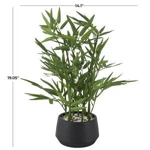 Green Faux Foliage Artificial Plant with Black Plastic Pot - 14" X 14" X 19"